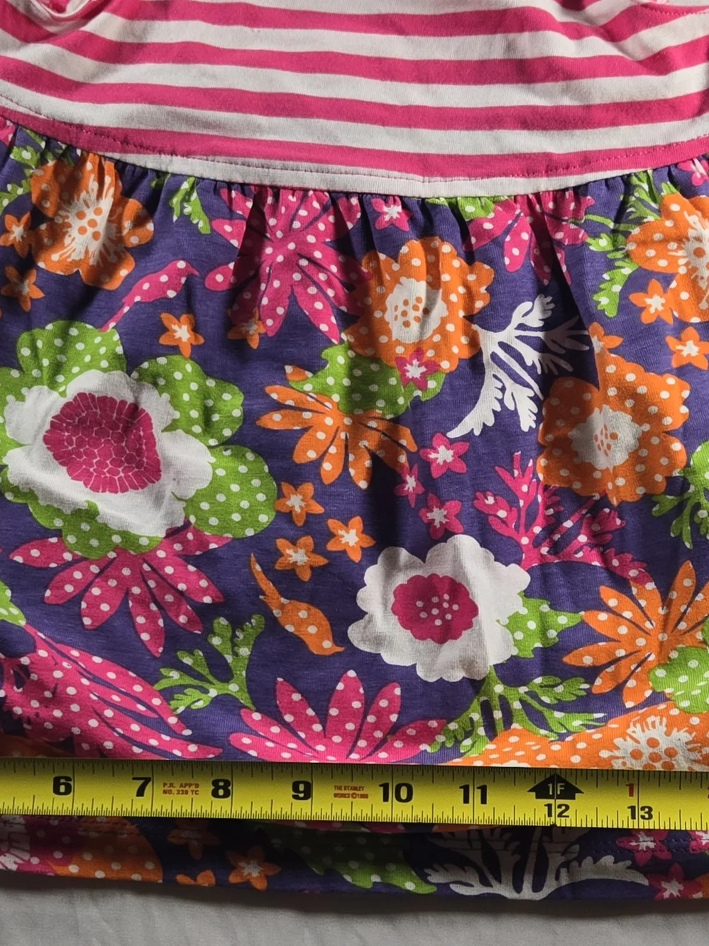J. Khaki Pink & Purple Striped Bodice Floral Skirt Toddler Dress